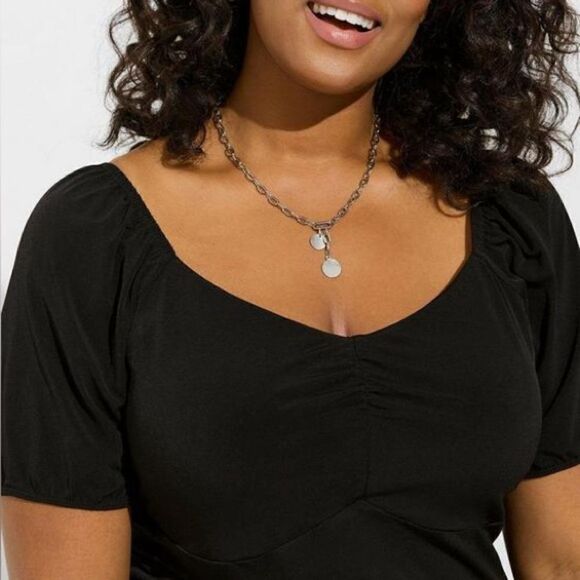 Torrid Studio Knit Sweetheart Smocked Back Stretch Crop Top Size 1X - Picture 3 of 8